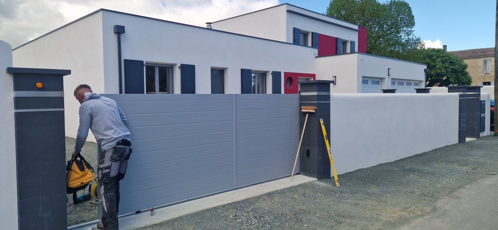 portail coulissant composite XL gris 7040
